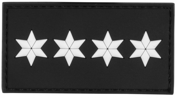 insignia 3D de comisario de policía (4 estrellas, blanco)