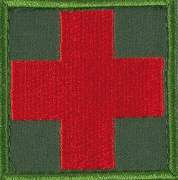 Medic Kreuz Oliv/Rot mit Klett Groß