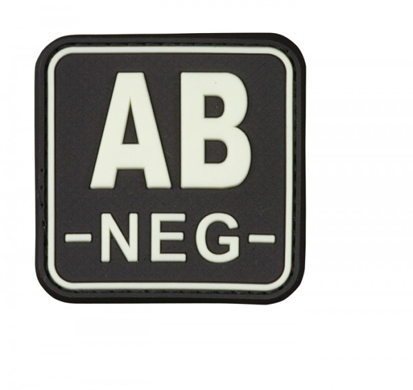 3D blood group patch 50x50 black/glow AB neg -
