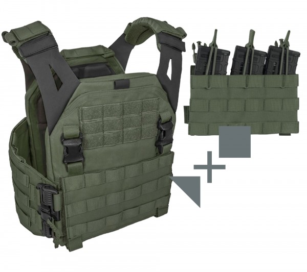 Warrior Low Profile Plate Carrier V1 + Triple Open Mag Pouch SET