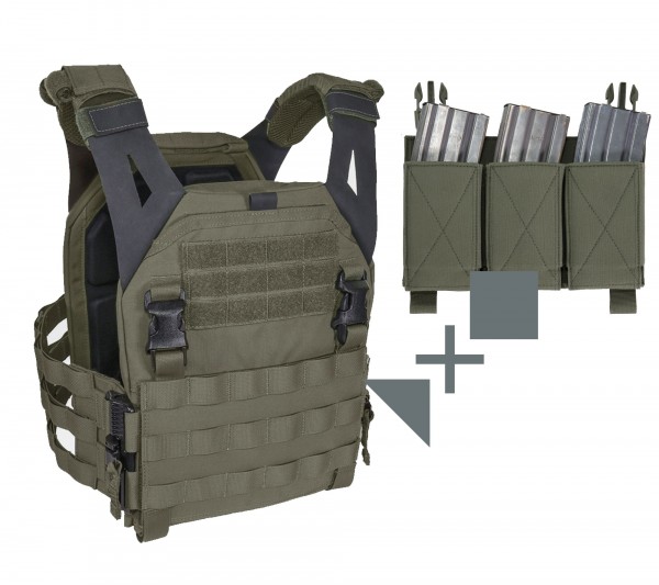 Warrior Low Profile Plate Carrier V2 + Warrior Removable Triple Elastic Mag Pouch SET