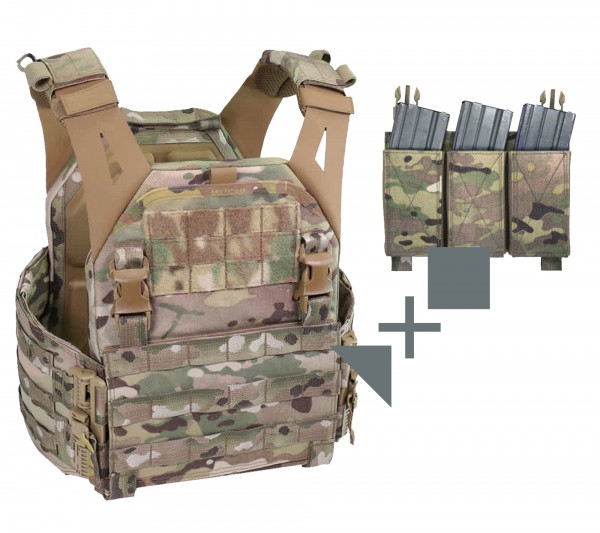 Warrior Low Profile Plate Carrier V1 + Triple Elastic Mag Pouch SET