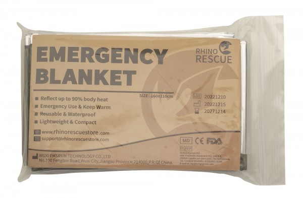 Rhino Rescue Emergency Blanket Rettungsdecke Oliv/Silber