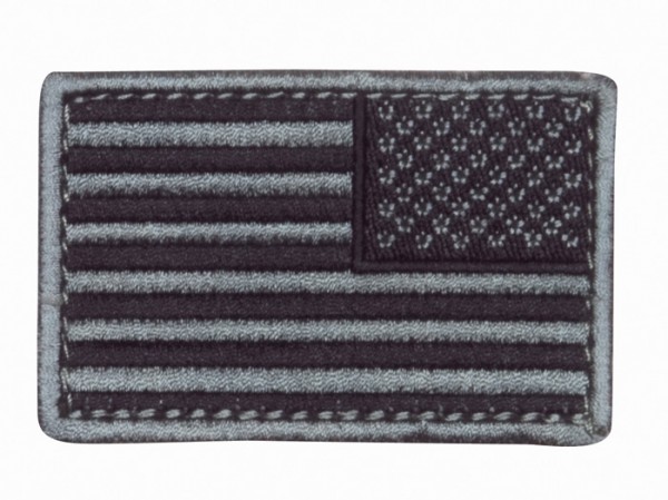 US Flag Silver/Black Textile/Velcro - Reverse