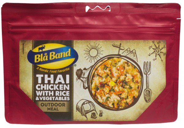 Comida al aire libre de Blå Band - Pollo tailandés con arroz