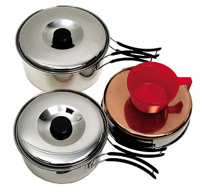 Cooking set for 2 people stainless steel New