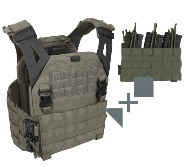 Warrior Low Profile Plate Carrier V1 + Triple Open Mag Pouch SET