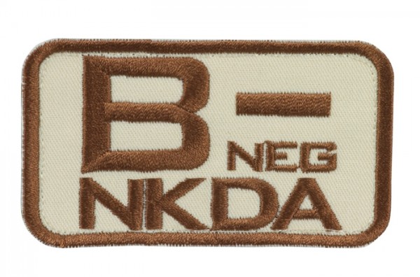 Blutgruppenkennzeichnung Sand/Braun NKDA B neg -