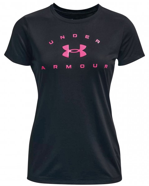 Under Armour Damen Tech Solid Logo Arch T-Shirt Schwarz