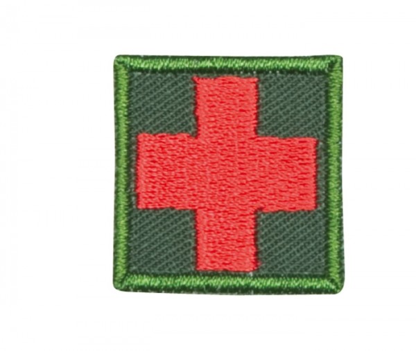 Medic Kreuz Oliv/Rot Klein mit Klett
