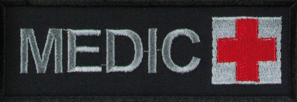 Napis Medic z krzyżem Czarny/szary/czerwony