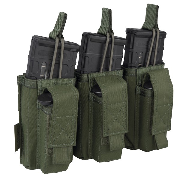 Warrior Elite Ops Triple Open M4 & 9mm Mag Pouches Oliv