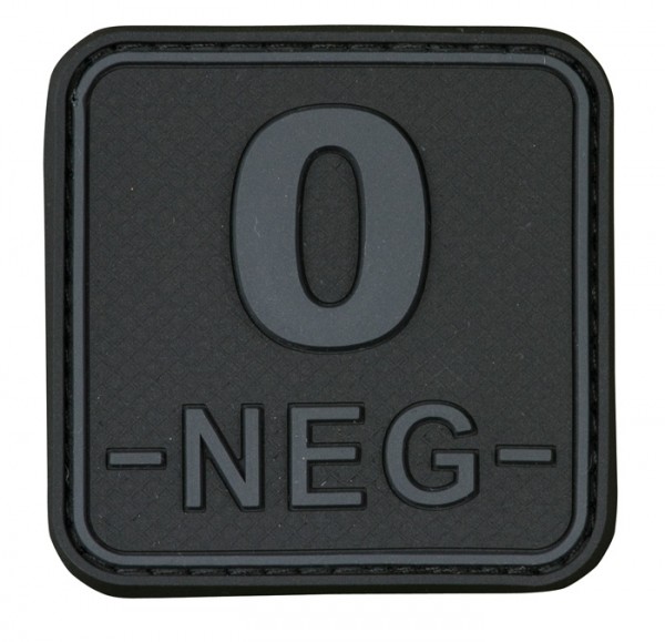 3D Patch groupe sanguin 50x50 Gris/Noir 0 neg -