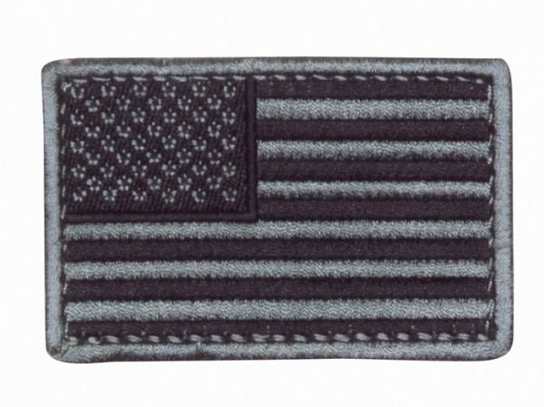 US Flag Silver/Black Textile/Velcro