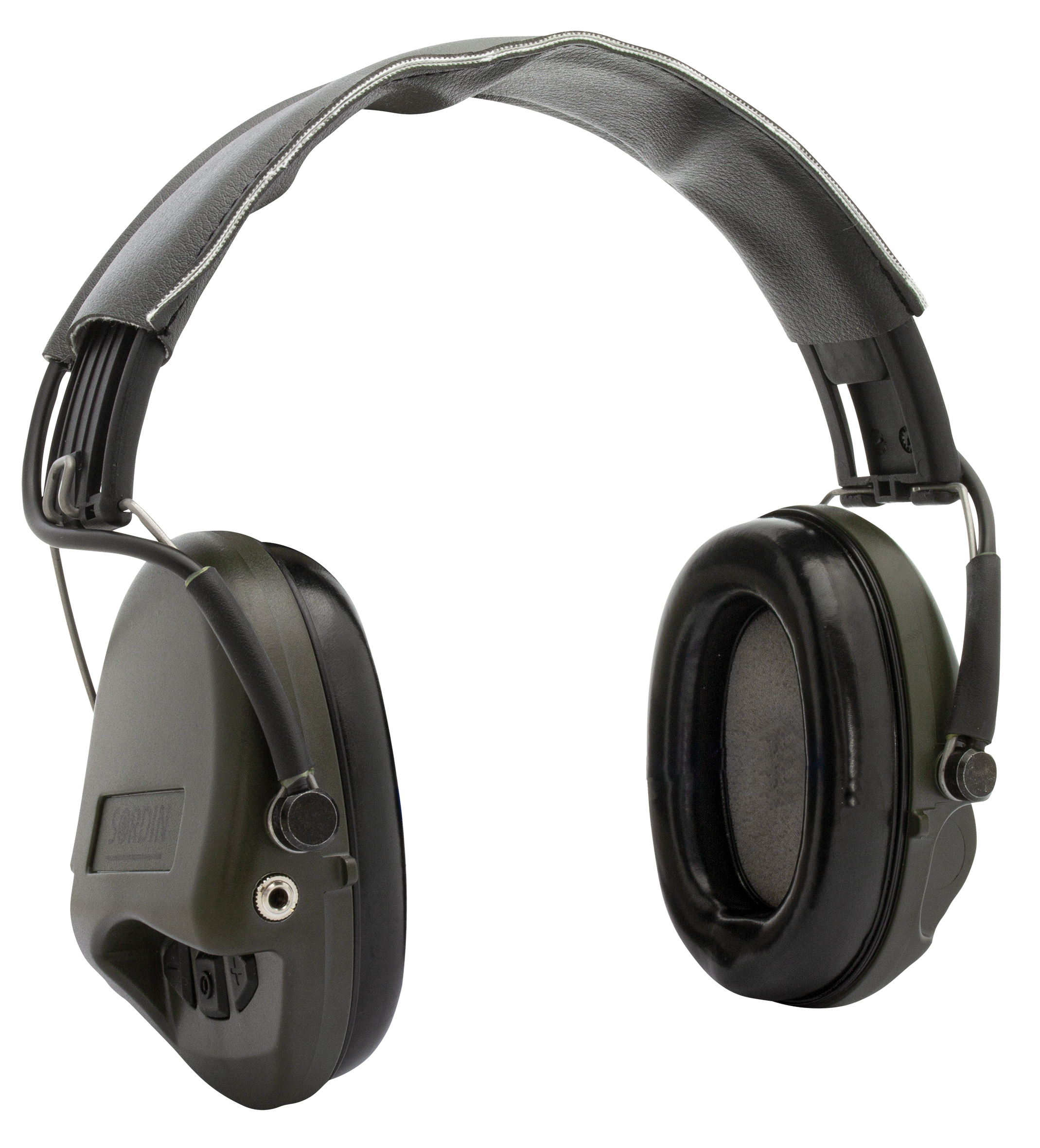 Electronic Earmuff Defenders Hearing Protection MSA Sordin Supreme BASIC with AUX Input and grey Leather-Band SOR75301