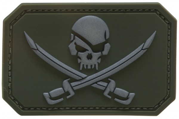 3D Rubber Patch Skull with Swords
