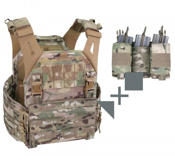 Portaplacas de perfil bajo Warrior V1 + Panel frontal desmontable Warrior MK1 SET