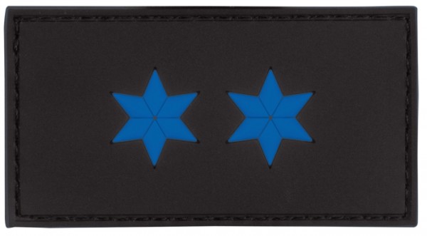 3D Dienstgradabzeichen Polizeimeister (2 Sterne, blau)