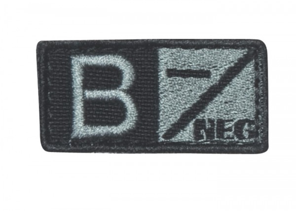 Naszywka grupy krwi Grey/Black B neg - 229B-007