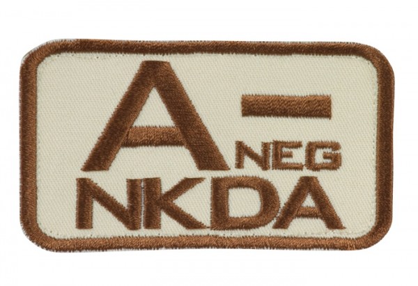 Identificación del grupo sanguíneo arena/marrón NKDA A neg -