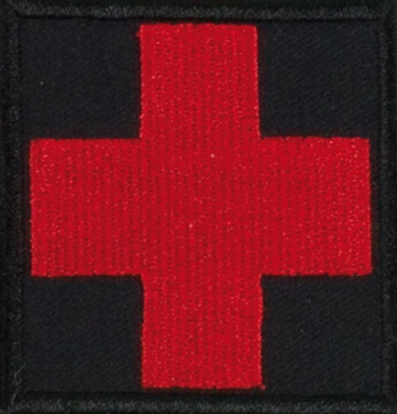 Krzyż medyczny czarny/czerwony z rzepem duży