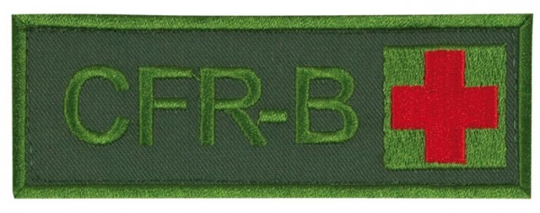 Napis CFR-B z krzyżem oliwkowym/czerwonym na rzepie
