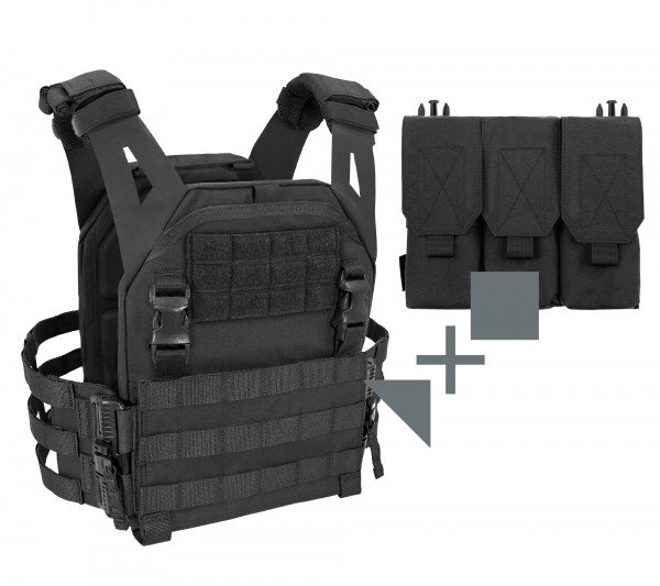 Warrior Low Profile Plate Carrier V2 + Warrior Detachable Triple Covered M4 Mag Pouch SET